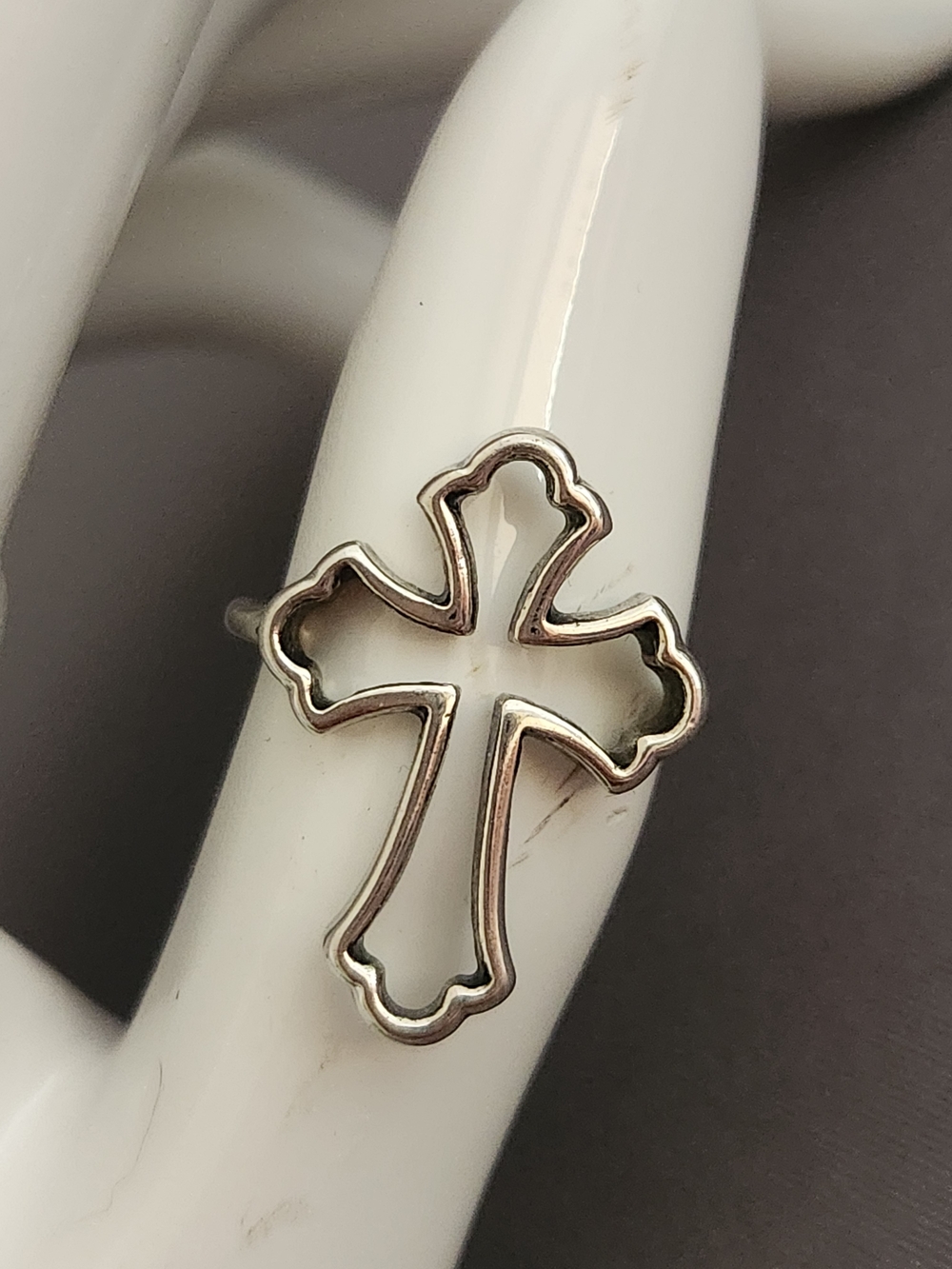 Silver Openwork Cross Ring